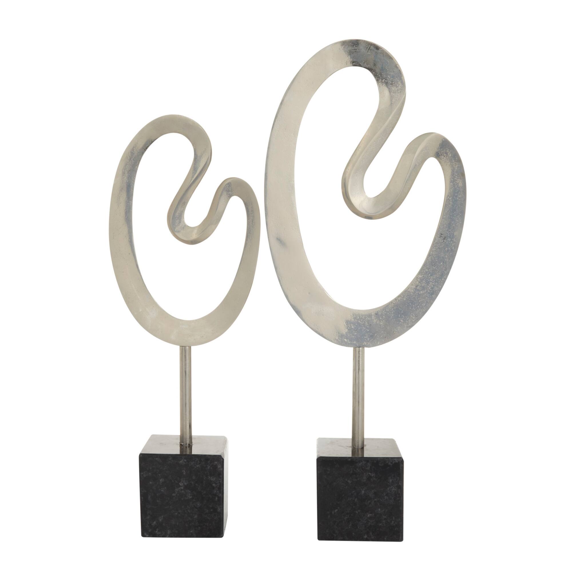 CosmoLiving by Cosmopolitan Silver Marble Contemporary Sculpture, 24" x 21"